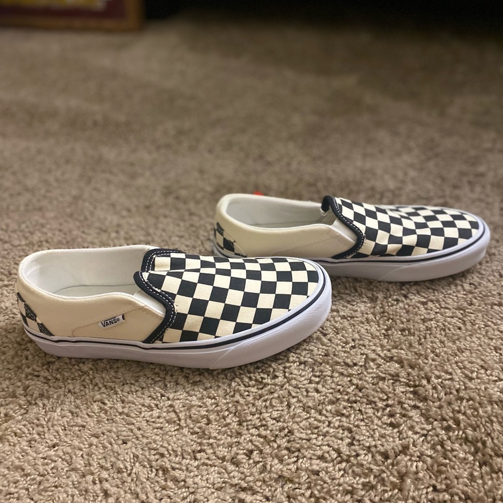 Vans Black and White Checkerboard Slip-Ons Women Size 7